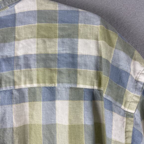 Britches of Georgetowne Linen Blend Shirt Mens XXL Plaid Button Up Short Sleeve - Picture 11 of 13